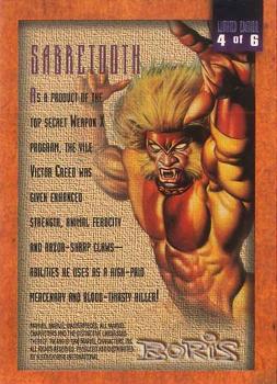 1996 Fleer/SkyBox Marvel Masterpieces - Gallery #4 Sabretooth Back