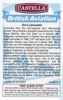 1994 Castella British Aviation #16 Avro Lancaster Back