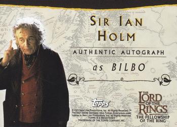 2001 Topps Lord of the Rings: The Fellowship of the Ring - Autographs #NNO Ian Holm Back
