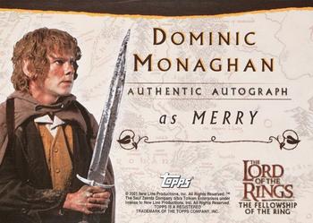 2001 Topps Lord of the Rings: The Fellowship of the Ring - Autographs #NNO Dominic Monaghan Back