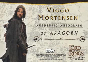 2001 Topps Lord of the Rings: The Fellowship of the Ring - Autographs #NNO Viggo Mortensen Back