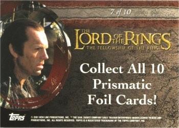 2001 Topps Lord of the Rings: The Fellowship of the Ring - Prismatic Foil #7 Elrond Back