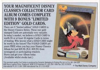 1993 Dynamic Disney Classics - Movie Poster Stickers #1 Pinocchio Back