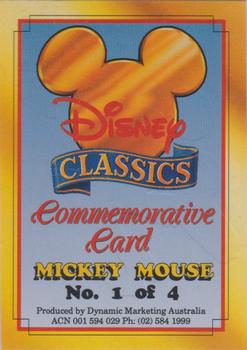 1993 Dynamic Disney Classics - Gold Commemorative Cards #1 Mickey Mouse Back