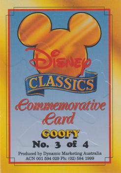 1993 Dynamic Disney Classics - Gold Commemorative Cards #3 Goofy Back