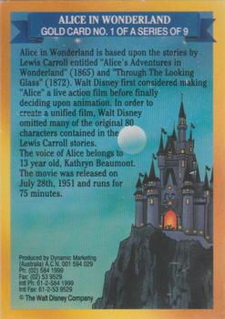 1993 Dynamic Disney Classics - Limited Series Gold Cards #1 Alice in Wonderland Back