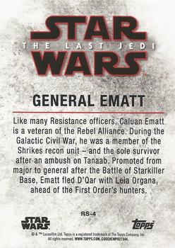 2018 Topps Star Wars The Last Jedi Series 2 - Leaders of the Resistance #RS-4 General Ematt Back