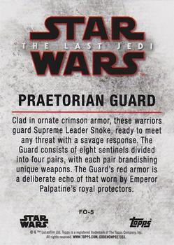 2018 Topps Star Wars The Last Jedi Series 2 - Soldiers of the First Order #FO-5 Praetorian Guard Back