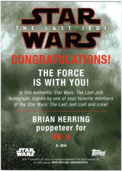 2018 Topps Star Wars The Last Jedi Series 2 - Autographs #NNO Brian Herring Back