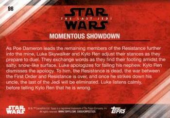 2018 Topps Star Wars The Last Jedi Series 2 - Blue #96 Momentous Showdown Back
