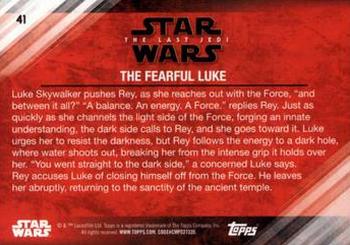 2018 Topps Star Wars The Last Jedi Series 2 - Purple #41 The Fearful Luke Back