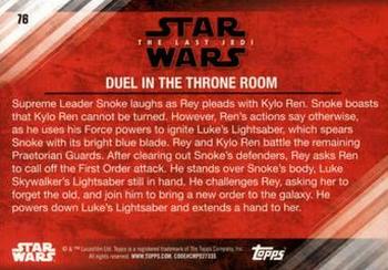 2018 Topps Star Wars The Last Jedi Series 2 - Purple #76 Duel in the Throne Room Back
