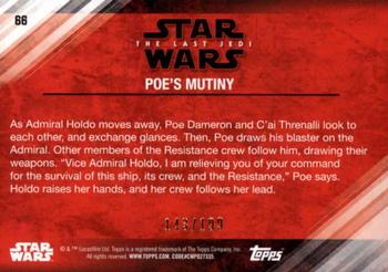 2018 Topps Star Wars The Last Jedi Series 2 - Red #66 Poe's Mutiny Back