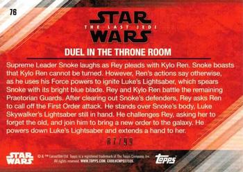 2018 Topps Star Wars The Last Jedi Series 2 - Bronze #76 Duel in the Throne Room Back