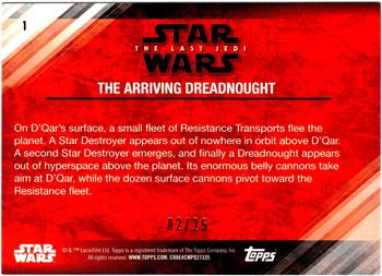 2018 Topps Star Wars The Last Jedi Series 2 - Silver #1 The Arriving Dreadnought Back
