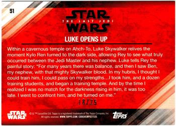 2018 Topps Star Wars The Last Jedi Series 2 - Silver #51 Luke Opens Up Back