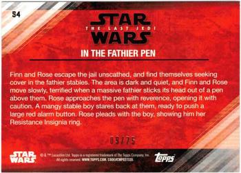 2018 Topps Star Wars The Last Jedi Series 2 - Silver #54 In the Fathier Pen Back