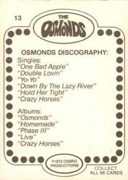1973 Donruss The Osmonds #13 Discography Back