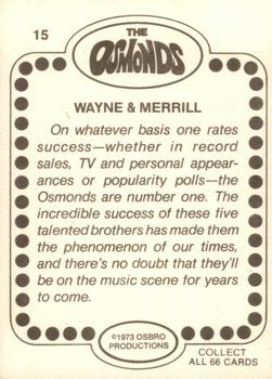 1973 Donruss The Osmonds #15 Wayne / Merrill Back