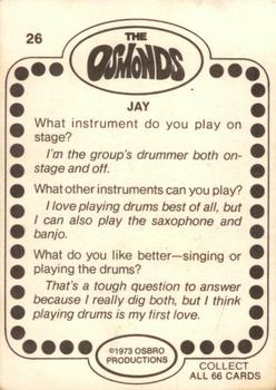 1973 Donruss The Osmonds #26 Jay Osmond Back