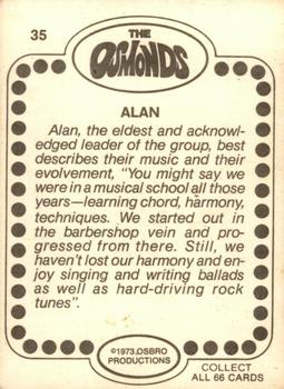 1973 Donruss The Osmonds #35 Alan Osmond Back