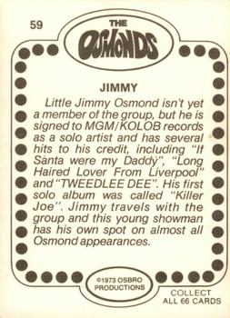 1973 Donruss The Osmonds #59 Jimmy Osmond Back