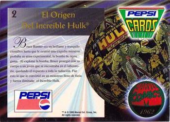 1994 Pepsi Marvel #2 The Incredible Hulk Back
