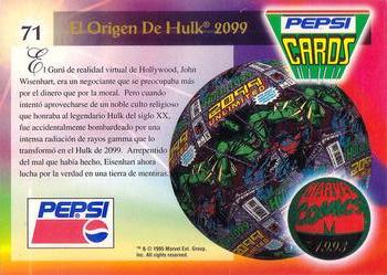 1994 Pepsi Marvel #71 Hulk 2099 Back