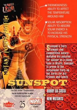2018 Fleer Ultra X-Men #25 Sunspot Back