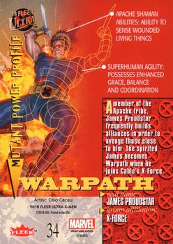 2018 Fleer Ultra X-Men #34 Warpath Back