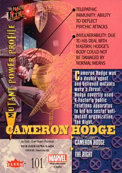 2018 Fleer Ultra X-Men #101 Cameron Hodge Back