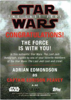 2018 Topps Star Wars The Last Jedi Series 2 - Autographs Red #NNO Adrian Edmondson Back