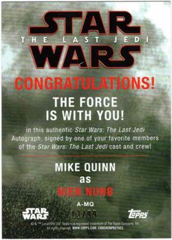 2018 Topps Star Wars The Last Jedi Series 2 - Autographs Red #NNO Mike Quinn Back