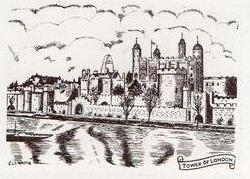 1954 E.D.L. Moseley Historical Buildings #3 Tower of London Front