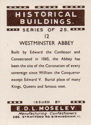 1954 E.D.L. Moseley Historical Buildings #12 Westminster Abbey Back