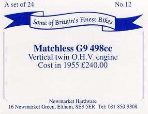 1993 Newmarket Hardware Some of Britain's Finest Bikes #12 Matchless G9 498cc Back