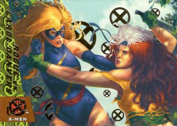 2018 Fleer Ultra X-Men - Greatest Battles Gold Foil #GB7 Rogue vs. Carol Danvers Front