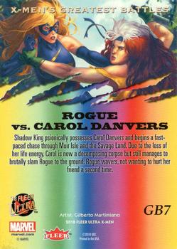 2018 Fleer Ultra X-Men - Greatest Battles Silver Foil #GB7 Rogue vs. Carol Danvers Back
