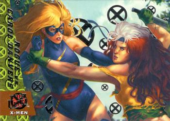 2018 Fleer Ultra X-Men - Greatest Battles Silver Foil #GB7 Rogue vs. Carol Danvers Front