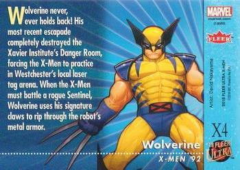2018 Fleer Ultra X-Men - X-Men '92 #X4 Wolverine Back