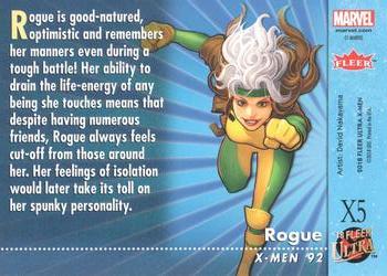 2018 Fleer Ultra X-Men - X-Men '92 Silver Foil #X5 Rogue Back