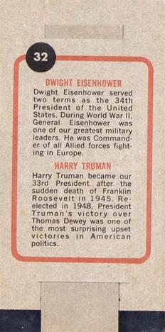 1965 Topps Push Pull #32 Dwight Eisenhower / Harry Truman Back