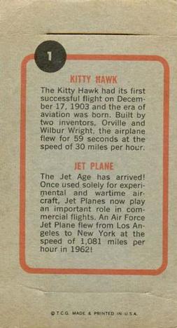 1965 Topps Push Pull #1 Kitty Hawk / Jet Plane Back
