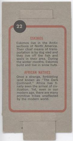 1965 Topps Push Pull #22 Eskimos / African Natives Back