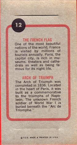 1965 Topps Push Pull #12 The French Flag / Arch of Triumph Back