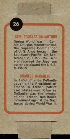 1965 Topps Push Pull #26 Gen Douglas MacArthur / Charles DeGaulle Back