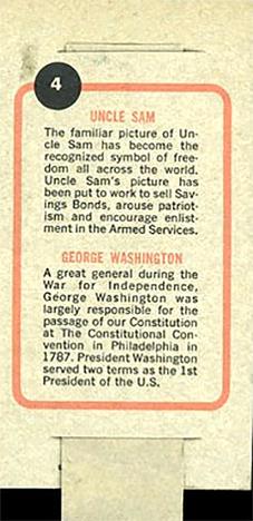 1965 Topps Push Pull #4 Uncle Sam / George Washington Back