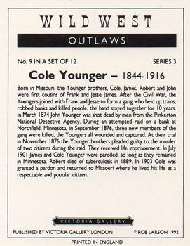 1992 Victoria Gallery Wild West Outlaws #9 Cole Younger Back