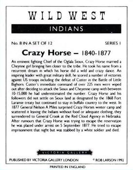 1992 Victoria Gallery Wild West Indians #8 Crazy Horse Back