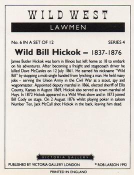1992 Victoria Gallery Wild West Lawmen #6 Wild Bill Hickok Back